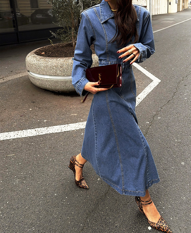 프페트 데님반집업원피스