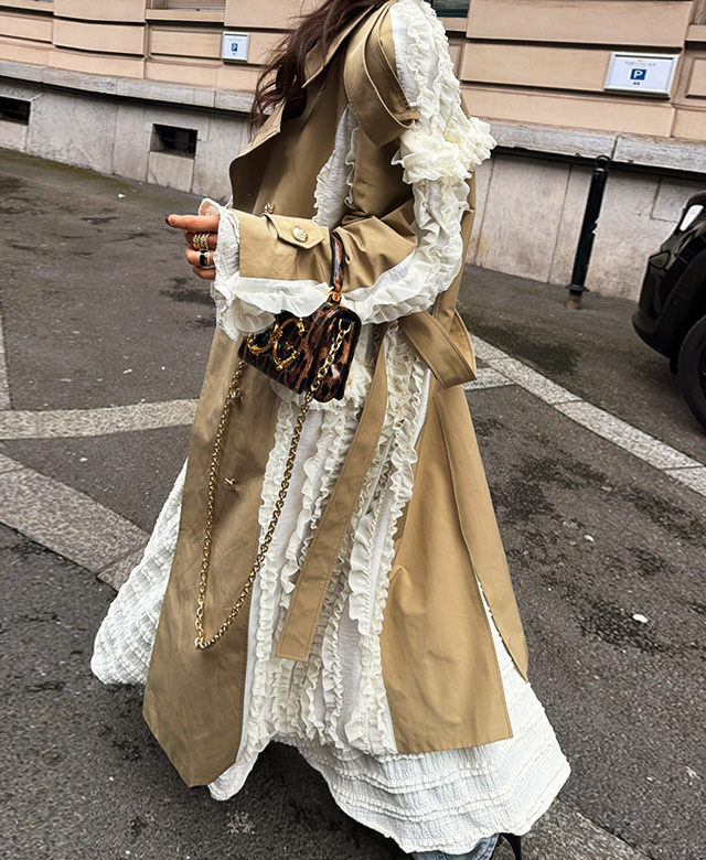 스첼오 레이스트렌치코트